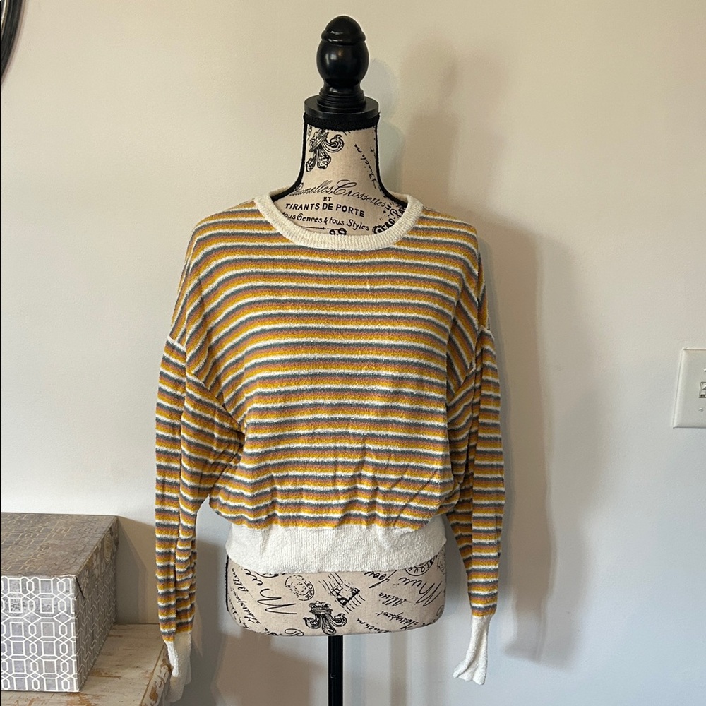 O'Niell Textured Striped Cropped Sweater Women's size M